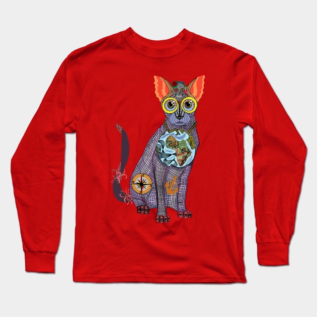 Sea Cat Long Sleeve T-Shirt by Linda McMillen